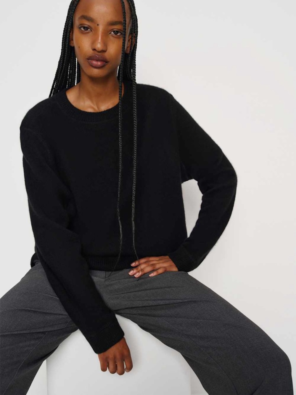 Reformation Black Cashmere Boyfriend Sweater